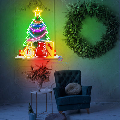 Neon Led Merry Christmas Tree Light Up Sign