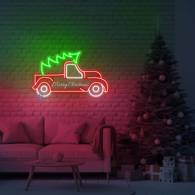 Christmas Truck Neon Sign Engraving Xmas LED Light