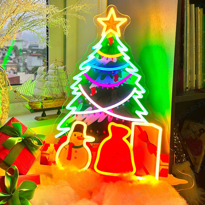 Neon Led Merry Christmas Tree Light Up Sign