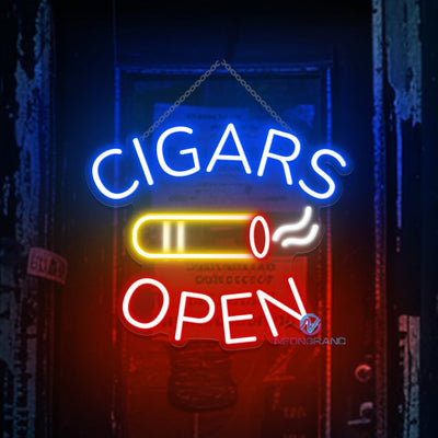 Cigar Open Neon Sign Storefront LED Light For Business