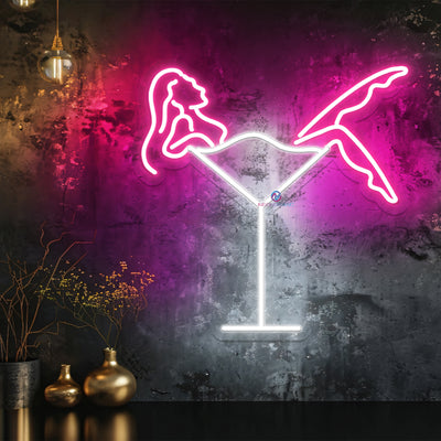 Cocktails Neon Sign Bar Martini Led Light pink