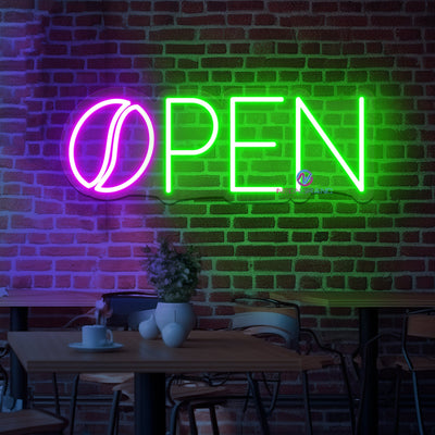 Coffee Open Neon Sign Storefront Cafe Led Light