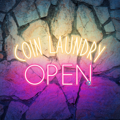 Open Neon Sign Coin Laundry Laundromat Led Light