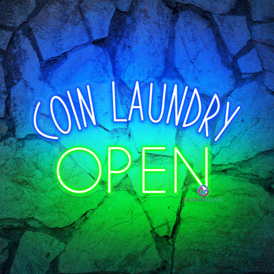 Open Neon Sign Coin Laundry Laundromat Led Light