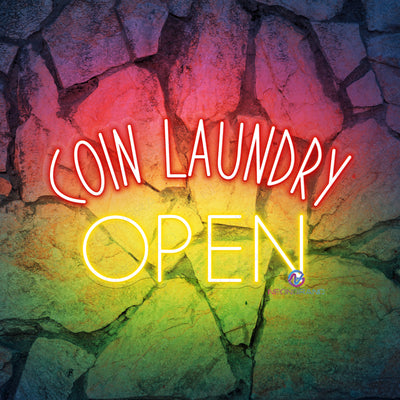 Open Neon Sign Coin Laundry Laundromat Led Light