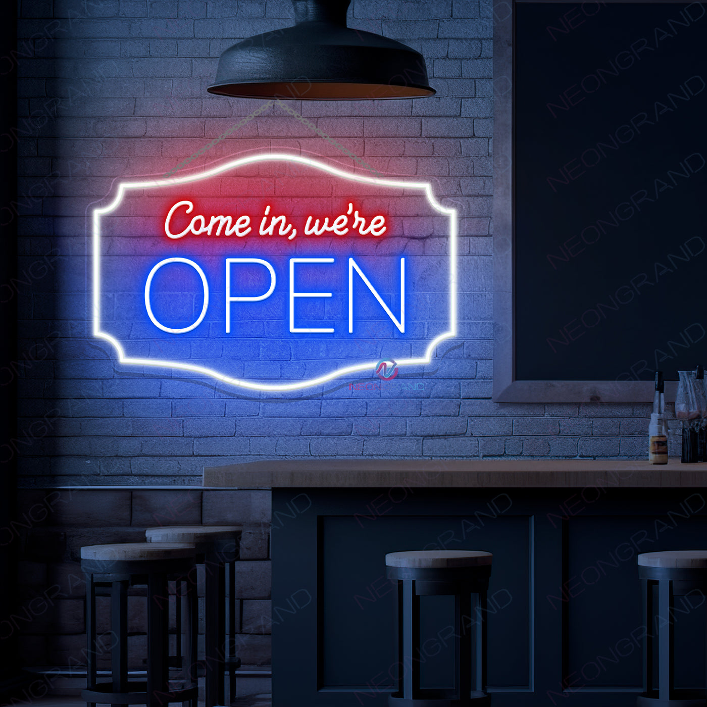 Large Open Neon Sign Come In We're Open Led Light