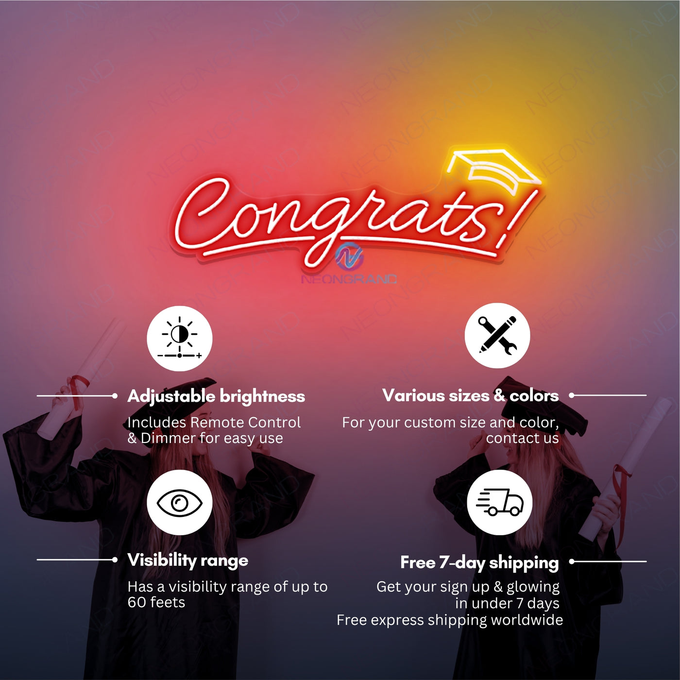 Congrats Neon Sign Congratulations LED Light