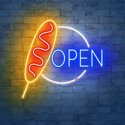 Corn Dog Open Neon Sign Kitchen Led Light