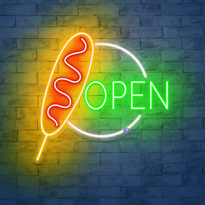 Corn Dog Open Neon Sign Kitchen Led Light