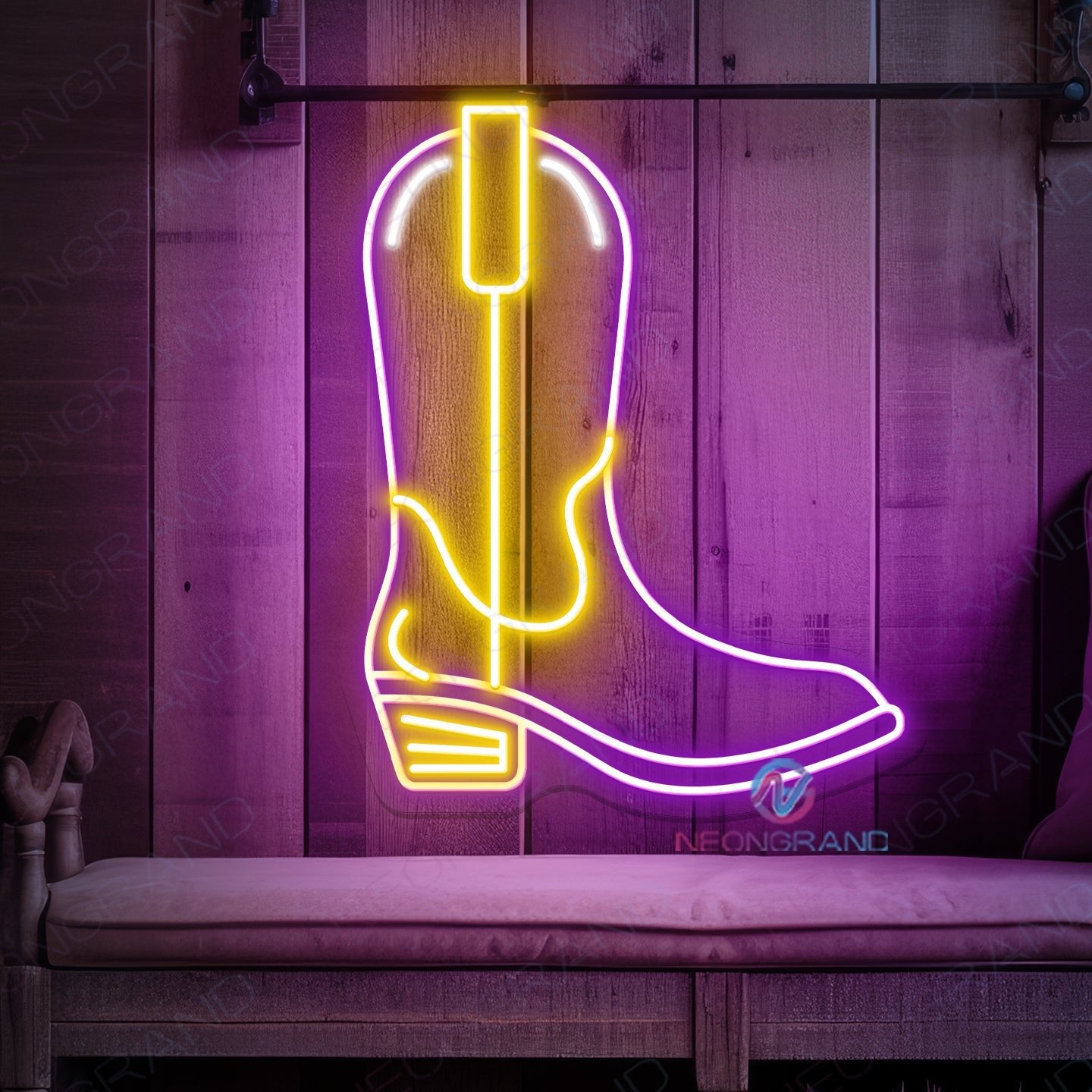 Cowboy Boot Neon Sign Man Cave Led Light - NeonGrand