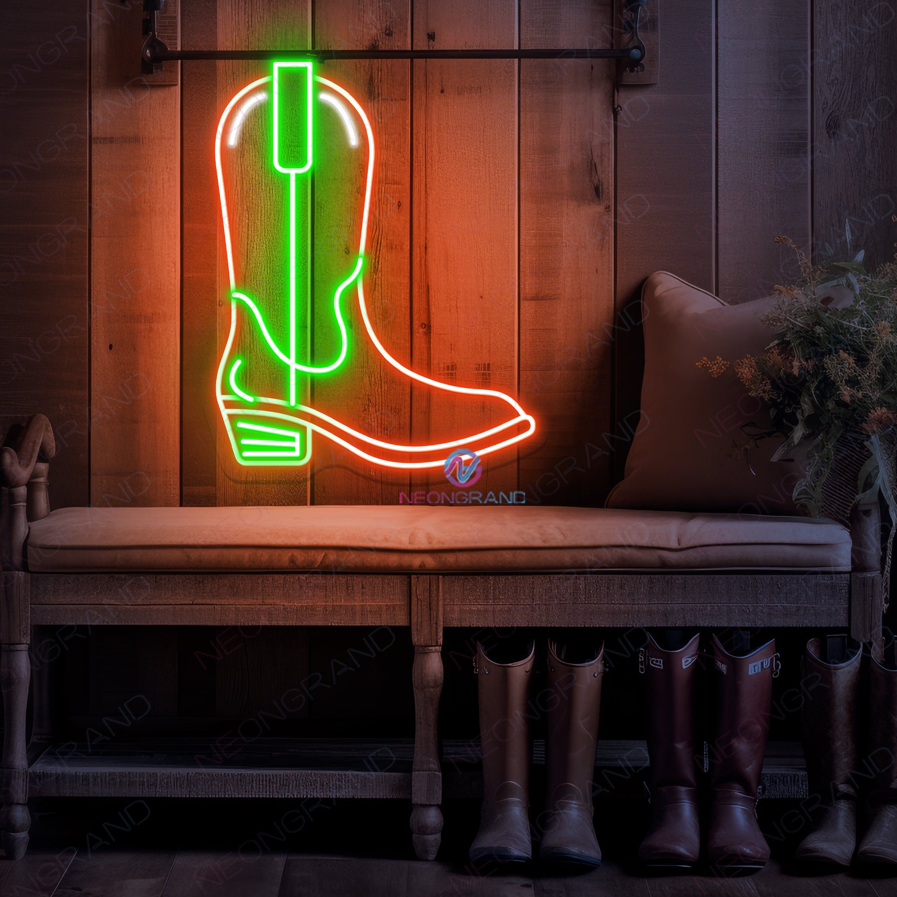 Cowboy Boot Neon Sign Man Cave Led Light - NeonGrand