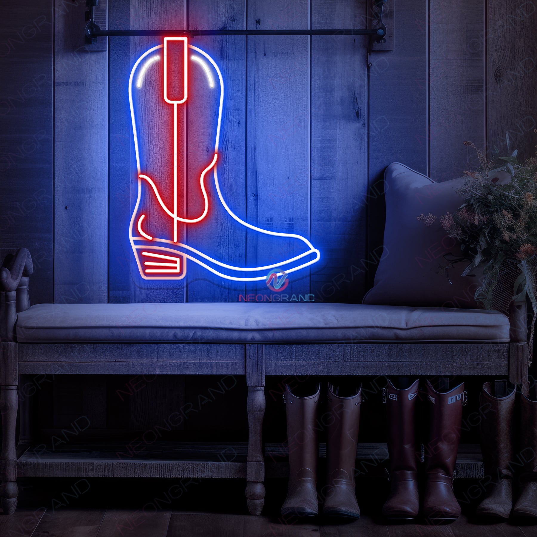 Cowboy Boot Neon Sign Man Cave Led Light - NeonGrand