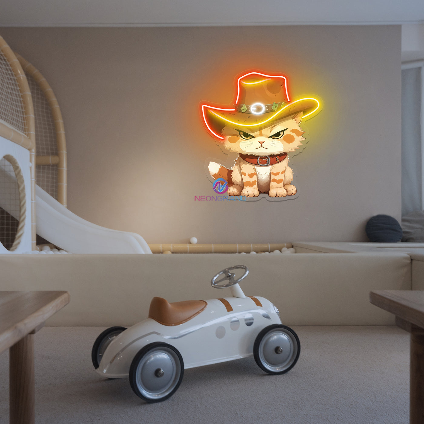 Cowboy Cat Artwork Neon Sign UV-Printing Led Light