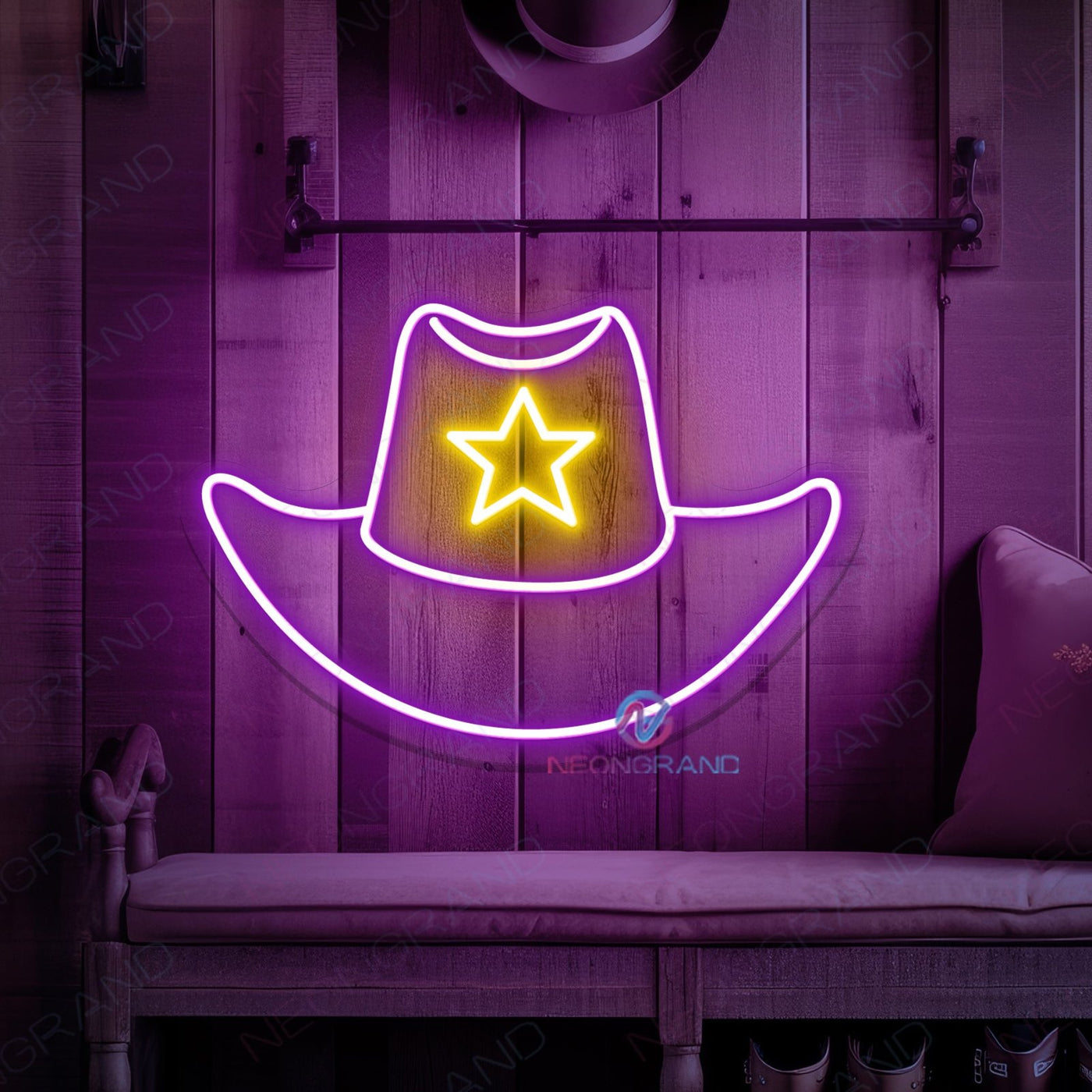 Cowboy Hat Neon Sign Man Cave LED Light