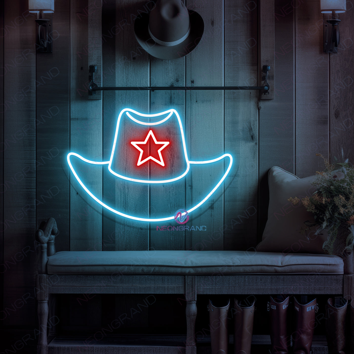 Cowboy Hat Neon Sign Man Cave LED Light