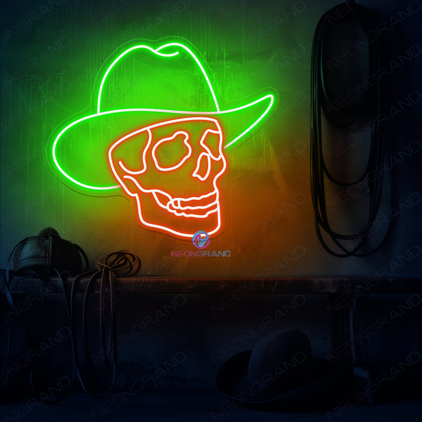 Cowboy Neon Sign Skull Man Cave Led Light