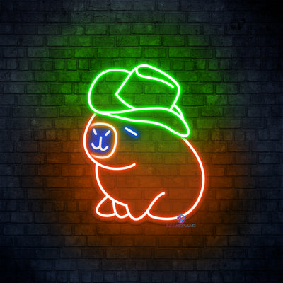 Cowboy Neon Sign Capybara Led Light For Man Cave