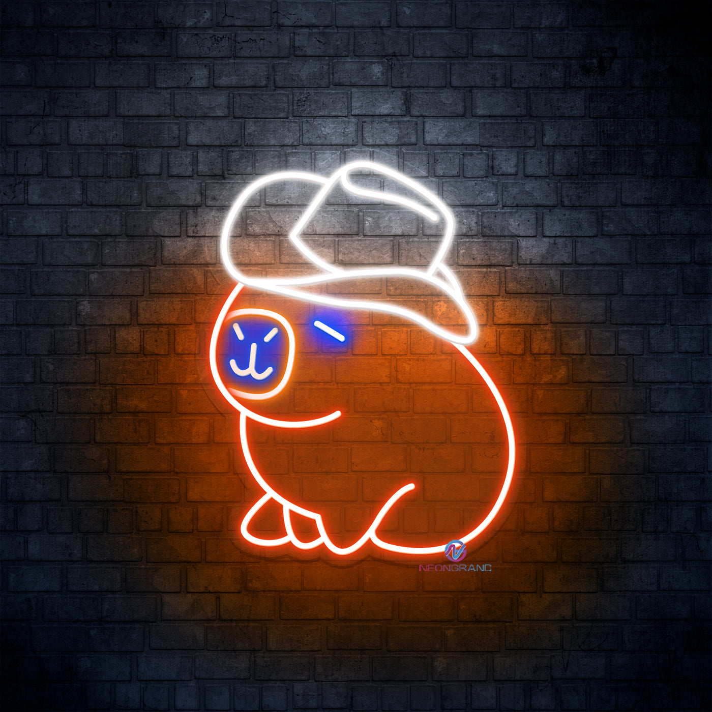 Cowboy Neon Sign Capybara Led Light For Man Cave