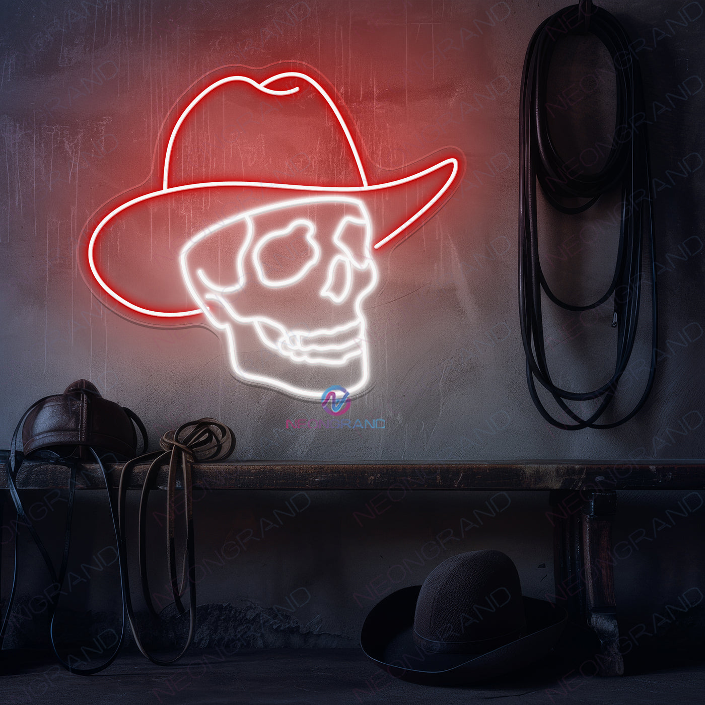 Cowboy Neon Sign Skull Man Cave Led Light