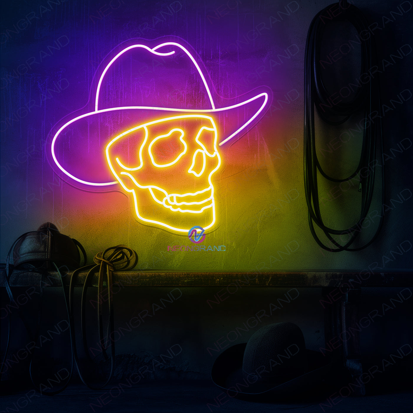 Cowboy Neon Sign Skull Man Cave Led Light