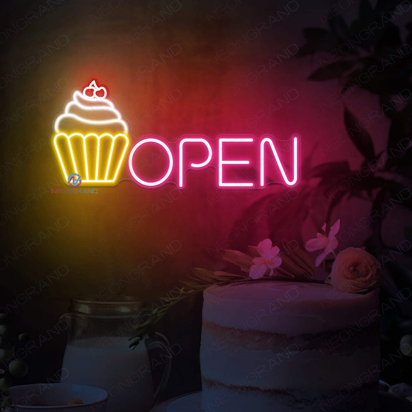 Neon Cupcake Open Sign Business Led Light