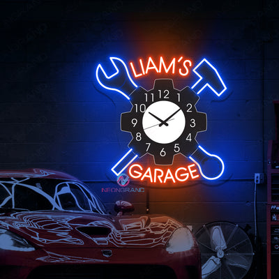 Custom Clock Neon Sign Garage UV-Printed Led Light