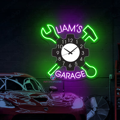 Custom Clock Neon Sign Garage UV-Printed Led Light