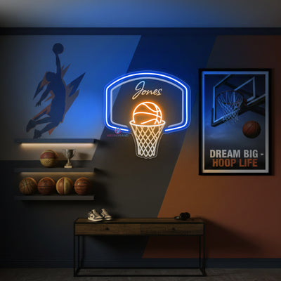Custom Name Neon Sign Personalized Engraving Basketball LED Light