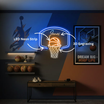 Custom Name Neon Sign Personalized Engraving Basketball LED Light