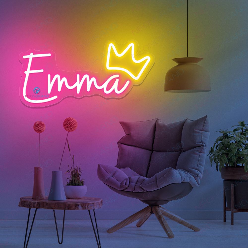 Custom Neon Sign Name With Crown Birthday Led Light