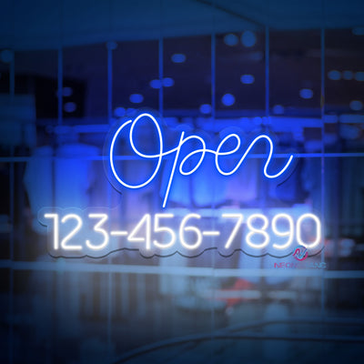 Open Neon Sign Custom Phone Number Led Light