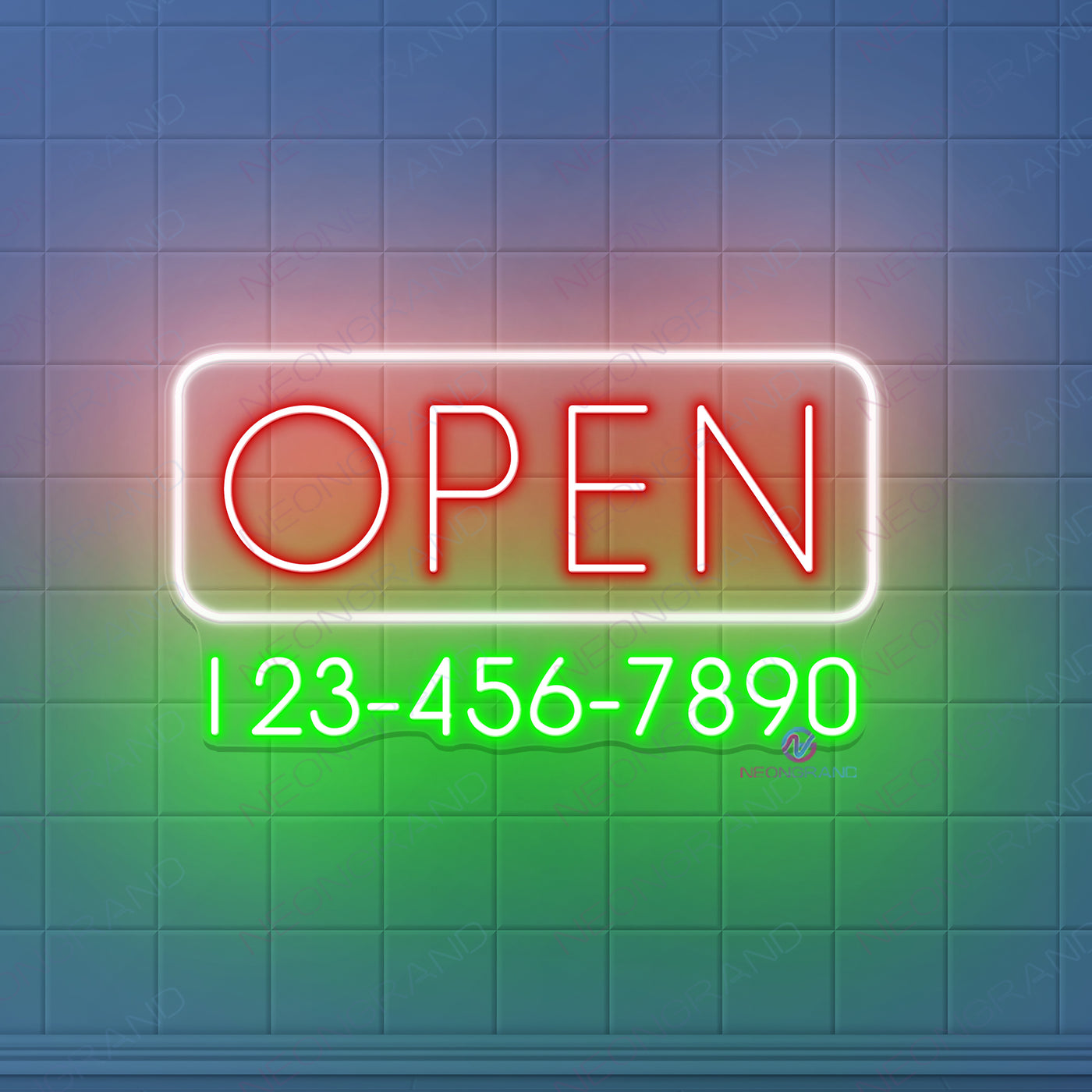 Custom Phone Number Neon Sign Open Led Light - NeonGrand