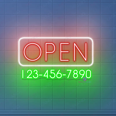 Custom Phone Number Neon Sign Open Led Light