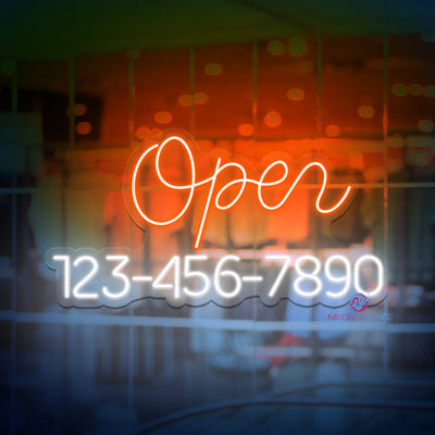 Open Neon Sign Custom Phone Number Led Light