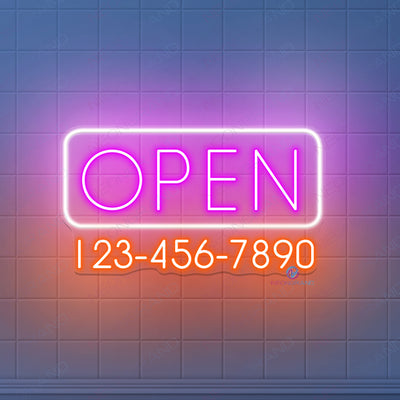 Custom Phone Number Neon Sign Open Led Light