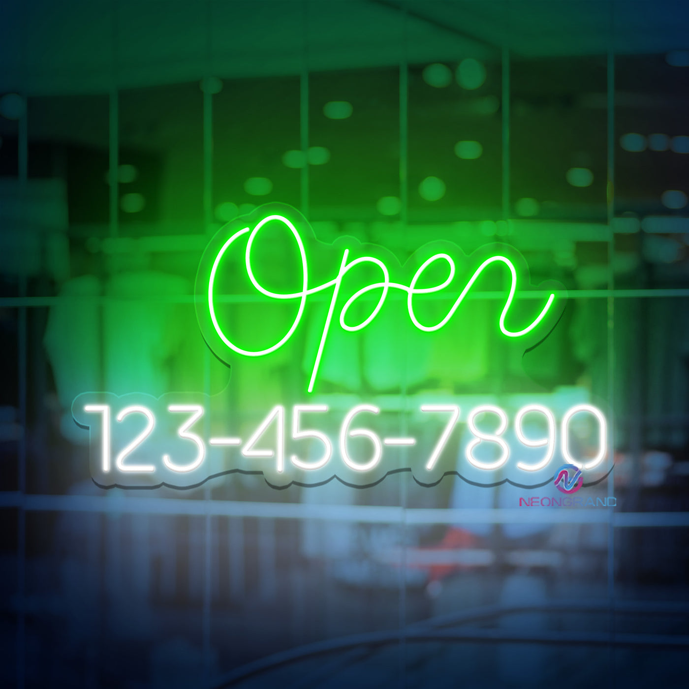 Open Neon Sign Custom Phone Number Led Light