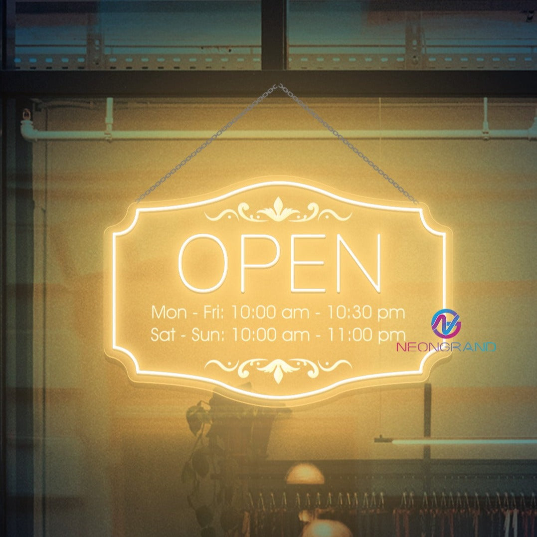 Personalized Open Neon Sign Custom Opening Hours Led Light