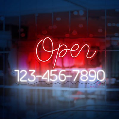 Open Neon Sign Custom Phone Number Led Light