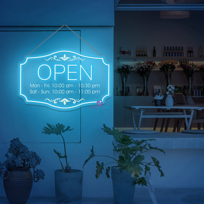 Personalized Open Neon Sign Custom Opening Hours Led Light