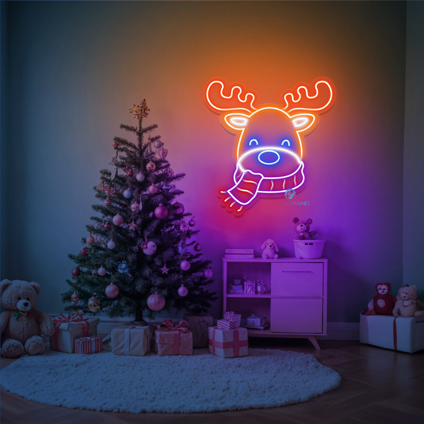 Deer Neon Sign Christmas LED Light For Room Decoration