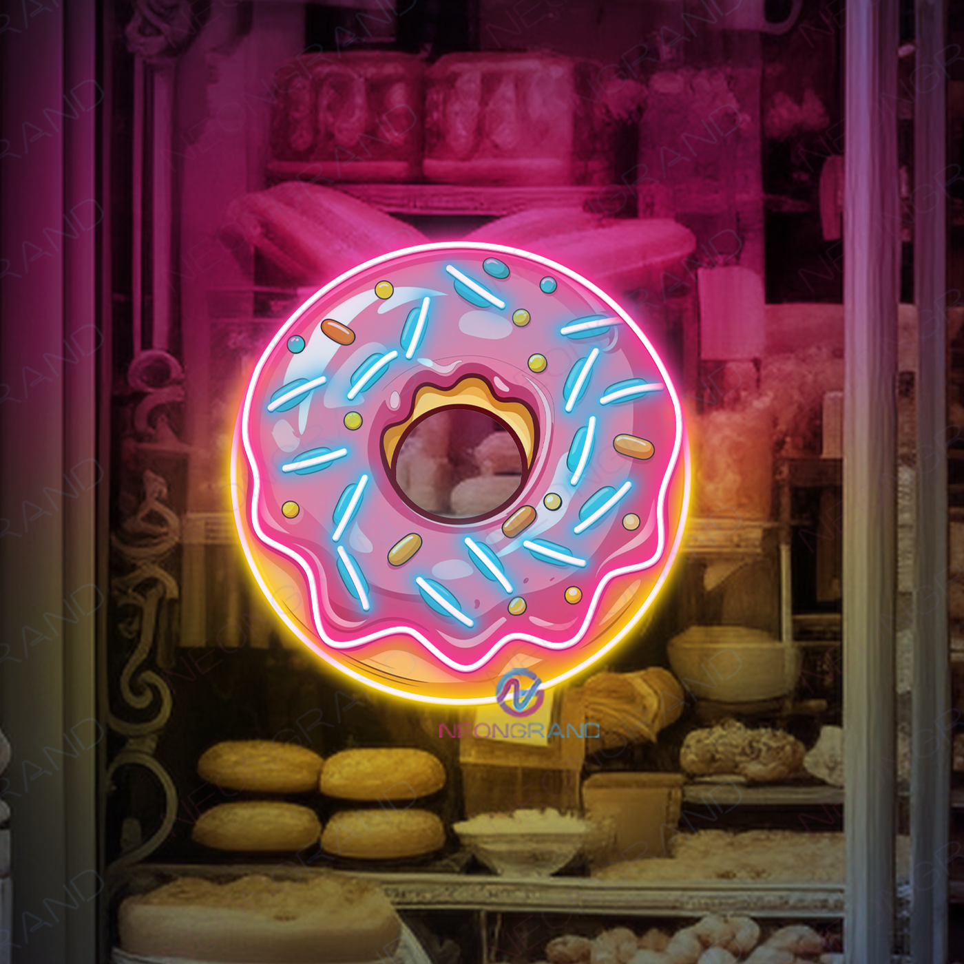 Donut Neon Sign UV-Printing Kitchen LED Light