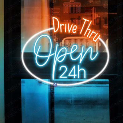 Drive Thru Open 24H Neon Sign Business Led LightDrive Thru Open 24H Neon Sign Business Led Light