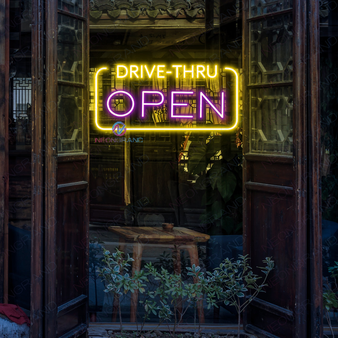 Drive-Thru Open Neon Sign Storefront Led Light - NeonGrand