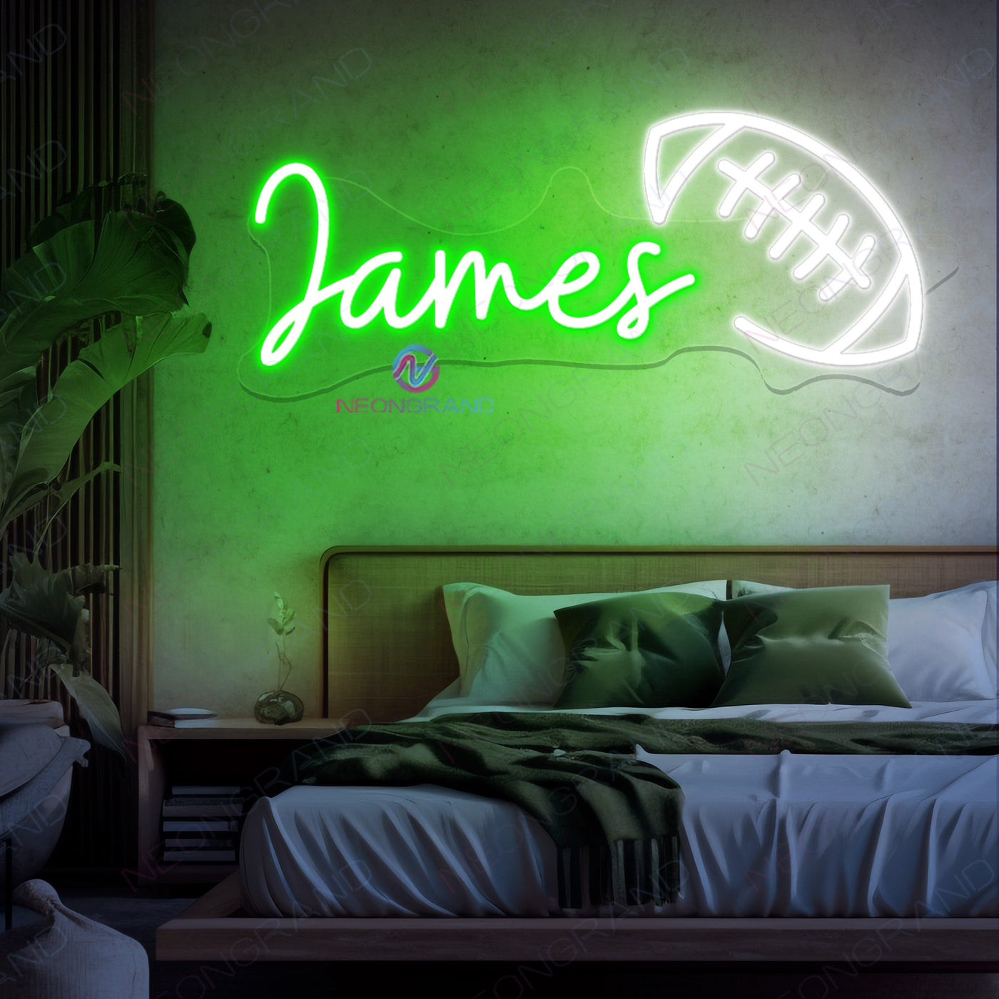 Personalized Neon Signs And A Football For Football Player
