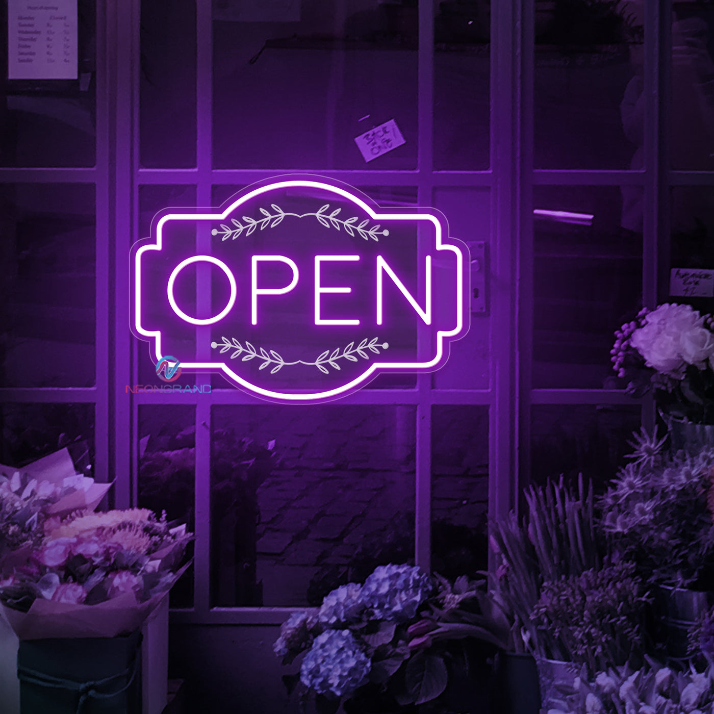 Retro Engraving Open Neon Sign Storefront LED Light