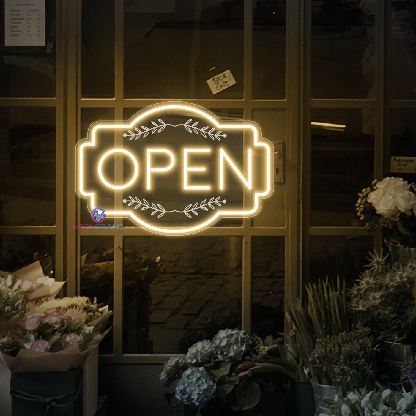 Retro Engraving Open Neon Sign Storefront LED Light