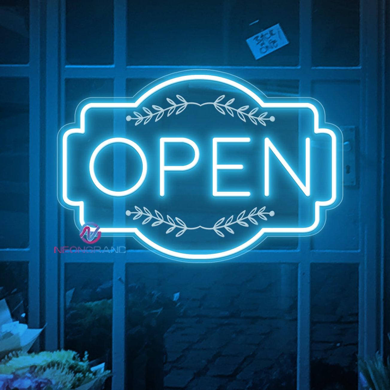 Retro Engraving Open Neon Sign Storefront LED Light