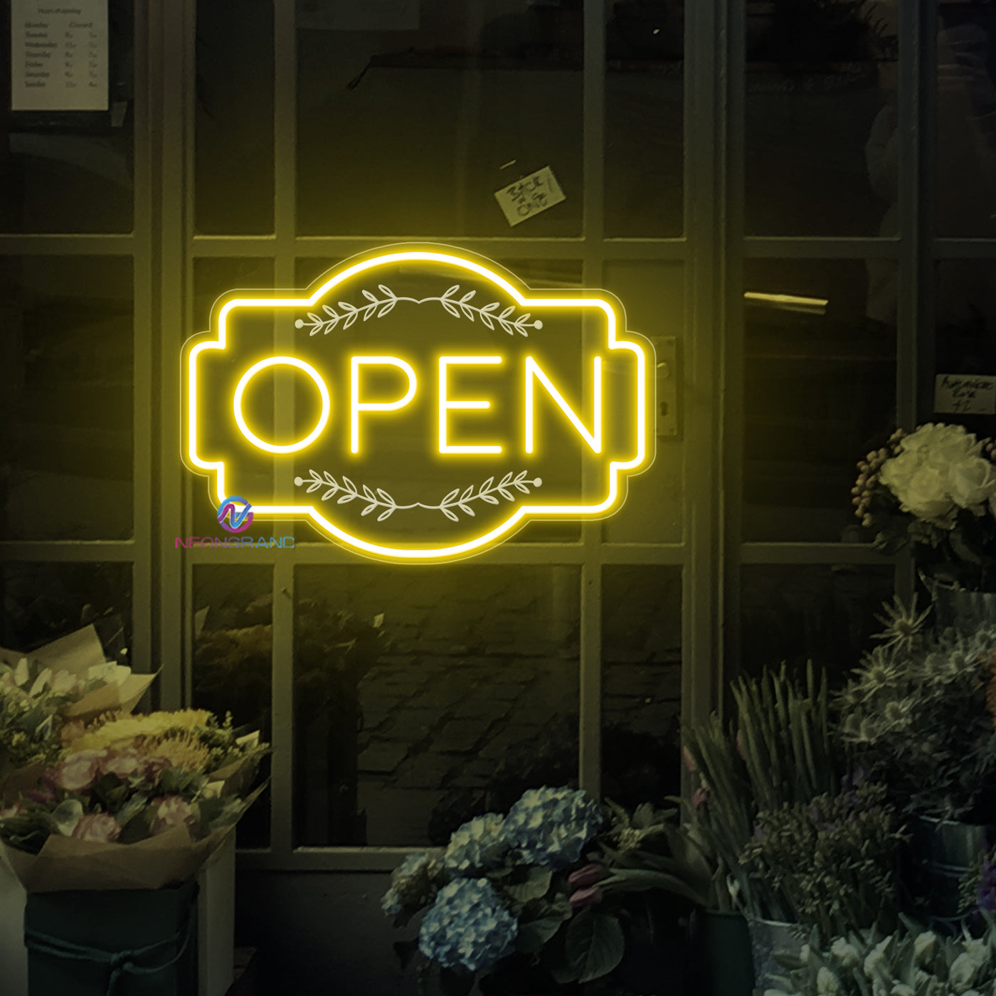Retro Engraving Open Neon Sign Storefront LED Light