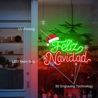 Feliz Navidad Neon Sign UV-Printing Christmas Decor LED Light