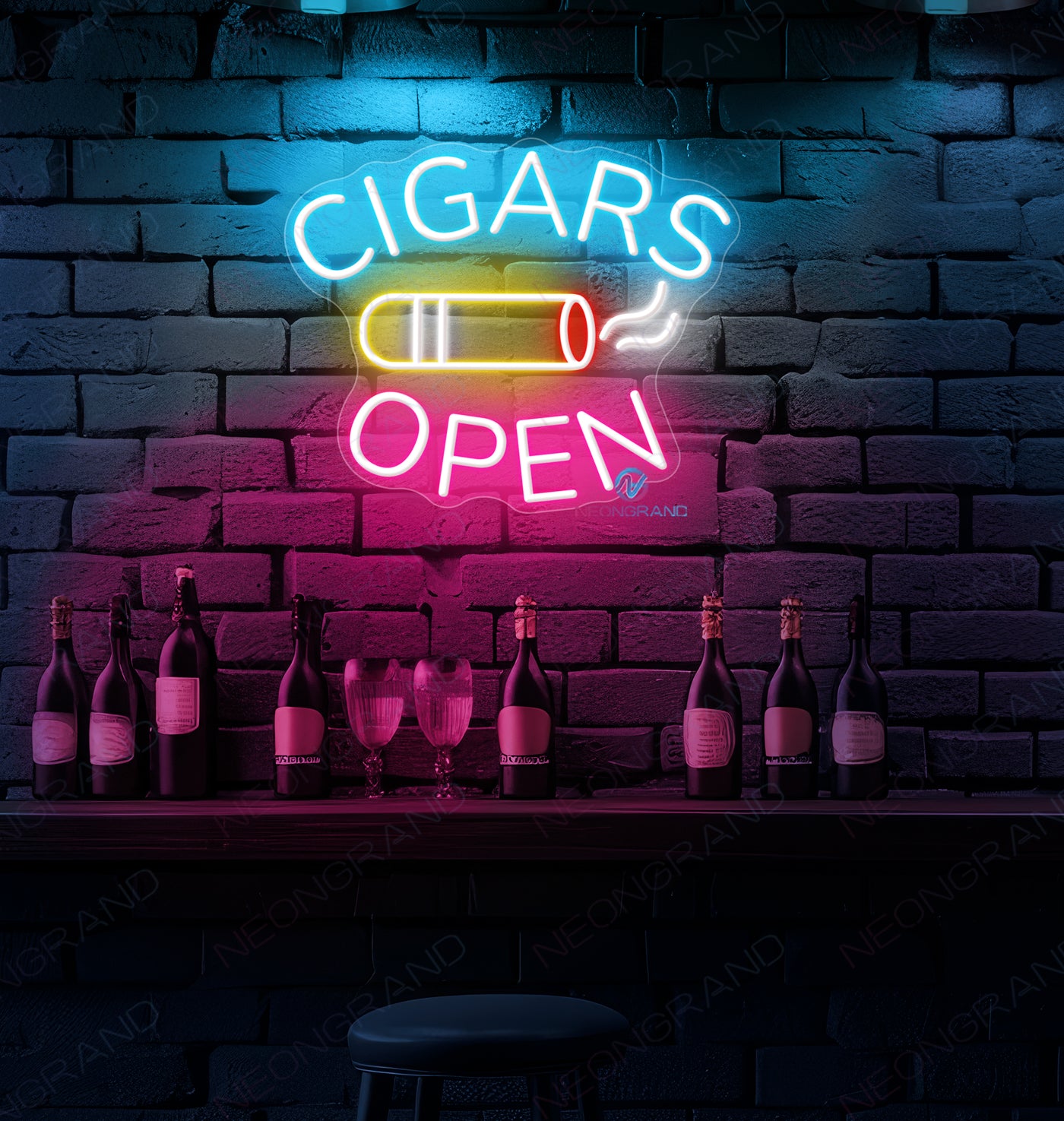 Cigar Open Neon Sign Storefront LED Light For Business